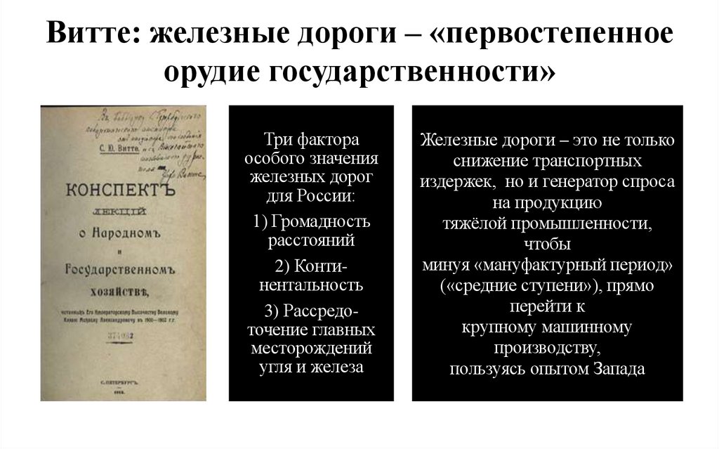 Витте: железные дороги – «первостепенное орудие государственности»