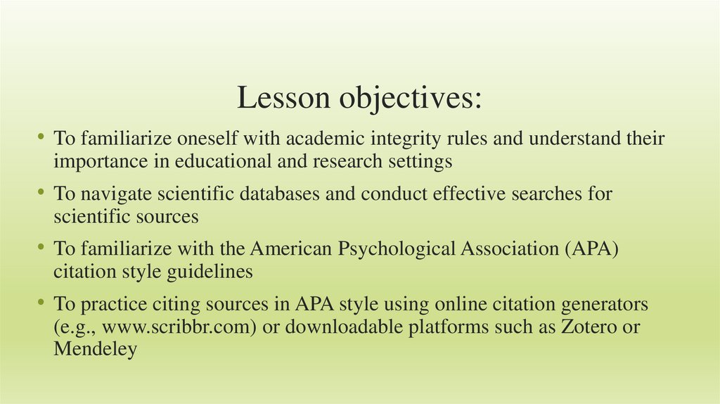 Lesson objectives: