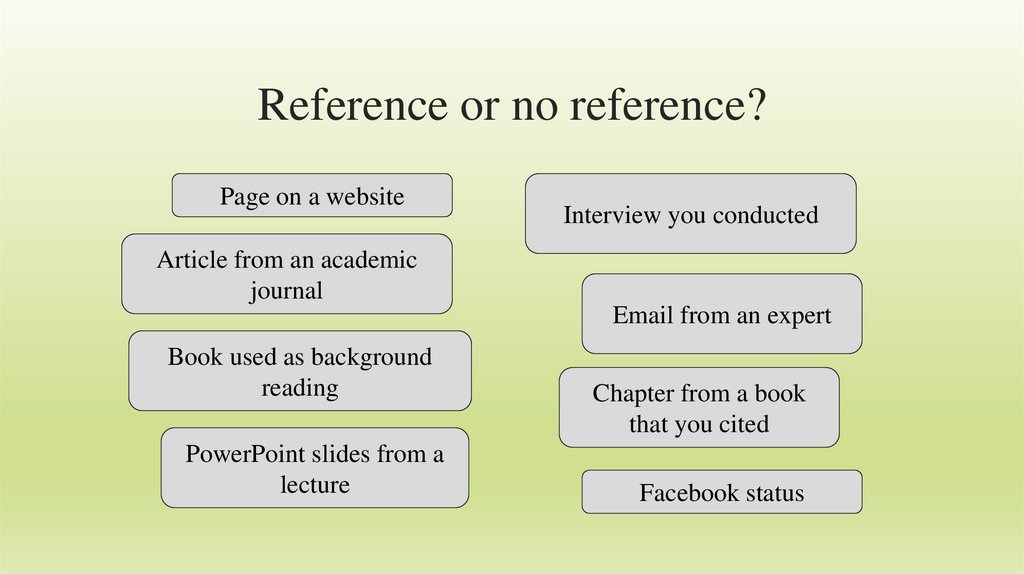 Reference or no reference?
