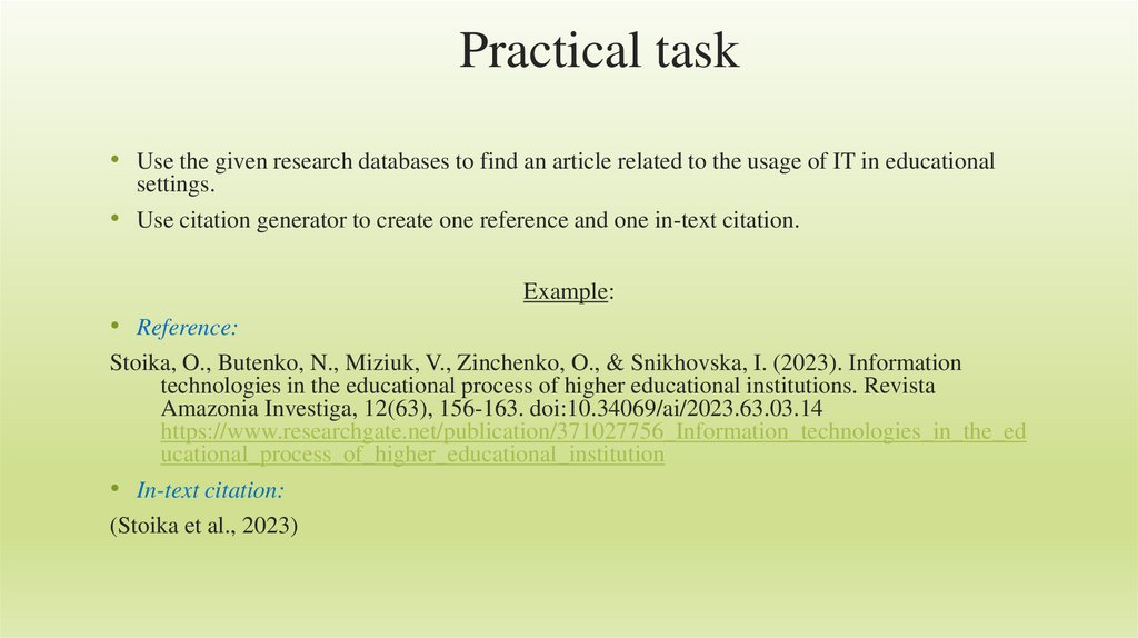 Practical task