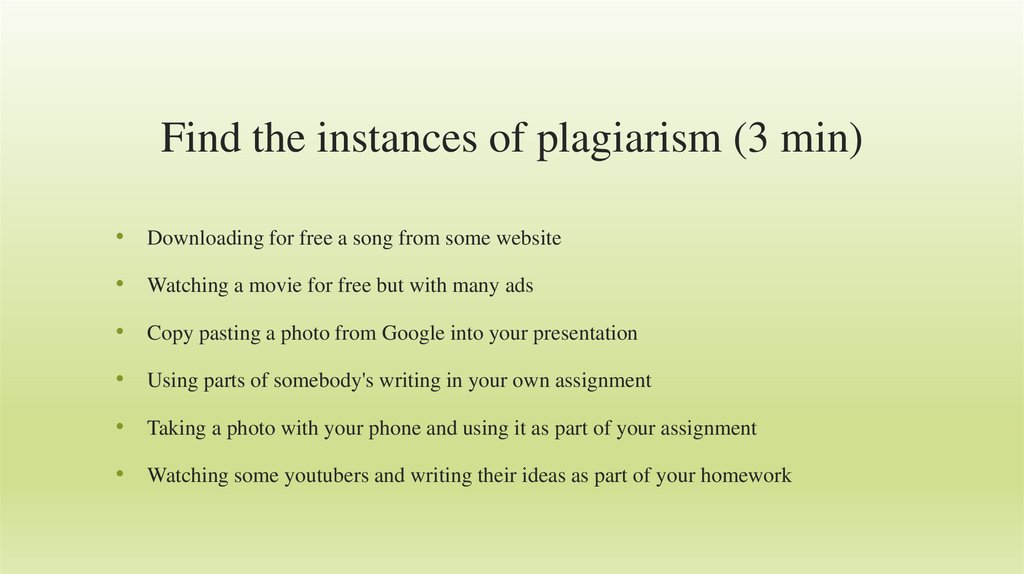 Find the instances of plagiarism (3 min)