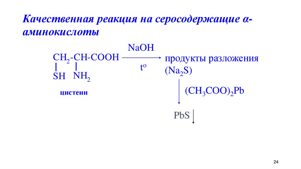 Качественная реакция на серосодержащие α-аминокислоты