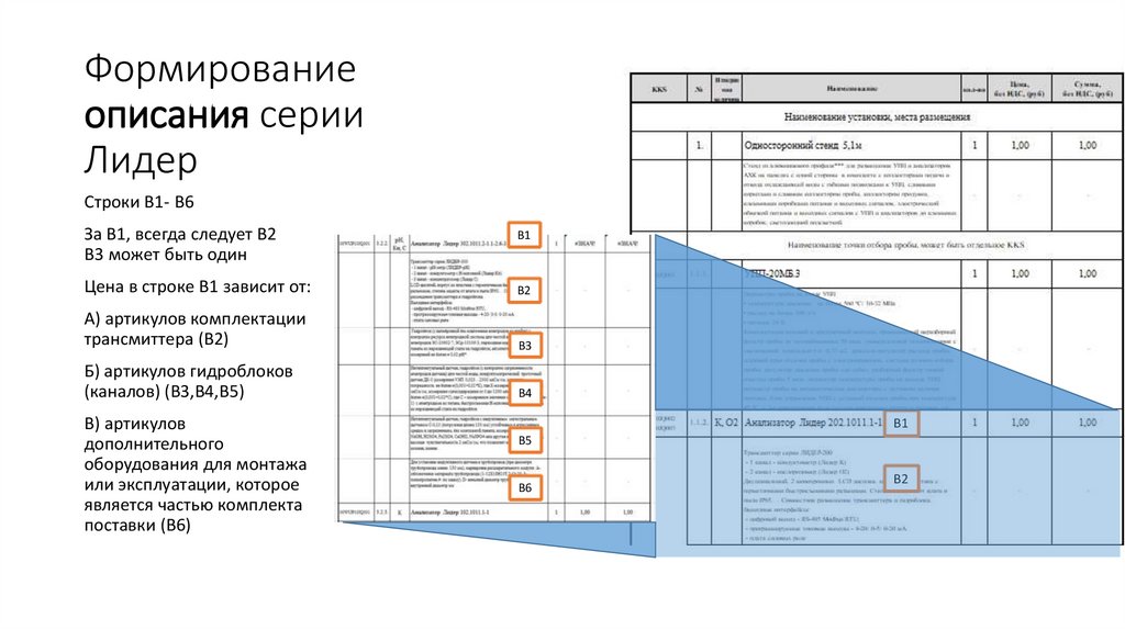 Формирование описания серии Лидер