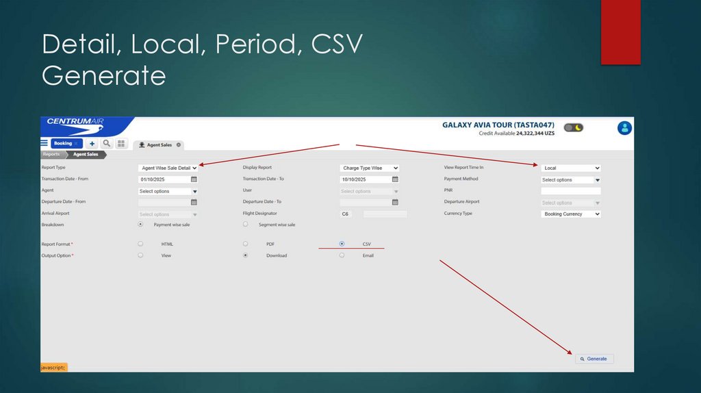 Detail, Local, Period, CSV Generate