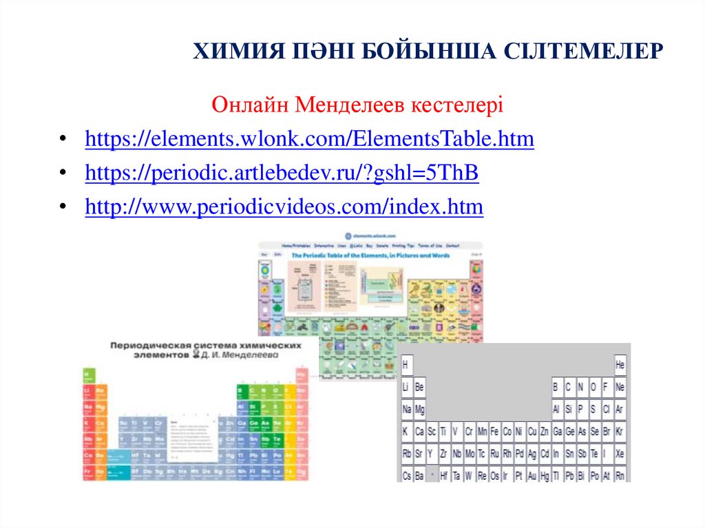 ХИМИЯ ПӘНІ БОЙЫНША СІЛТЕМЕЛЕР