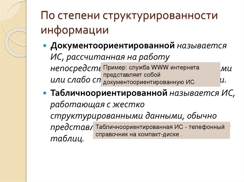 По степени структурированности информации