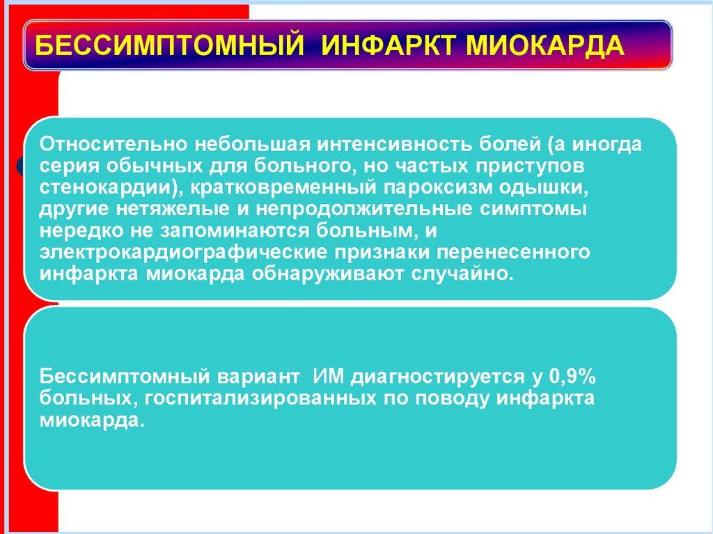 БЕССИМПТОМНЫЙ ИНФАРКТ МИОКАРДА
