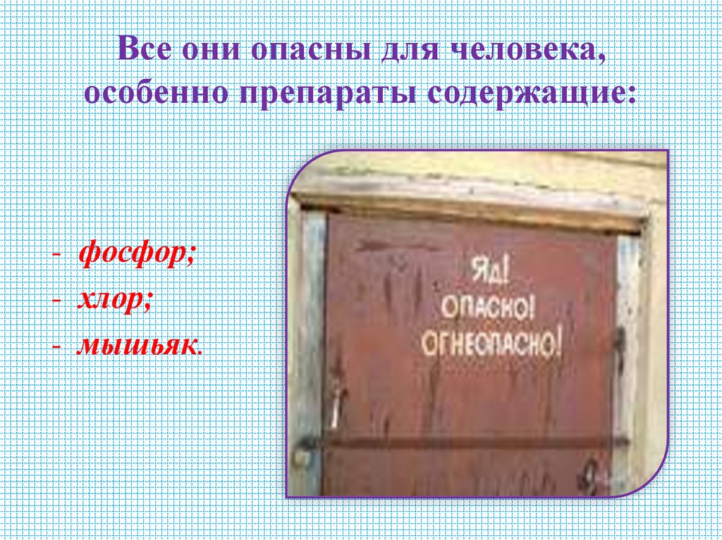 Все они опасны для человека, особенно препараты содержащие: