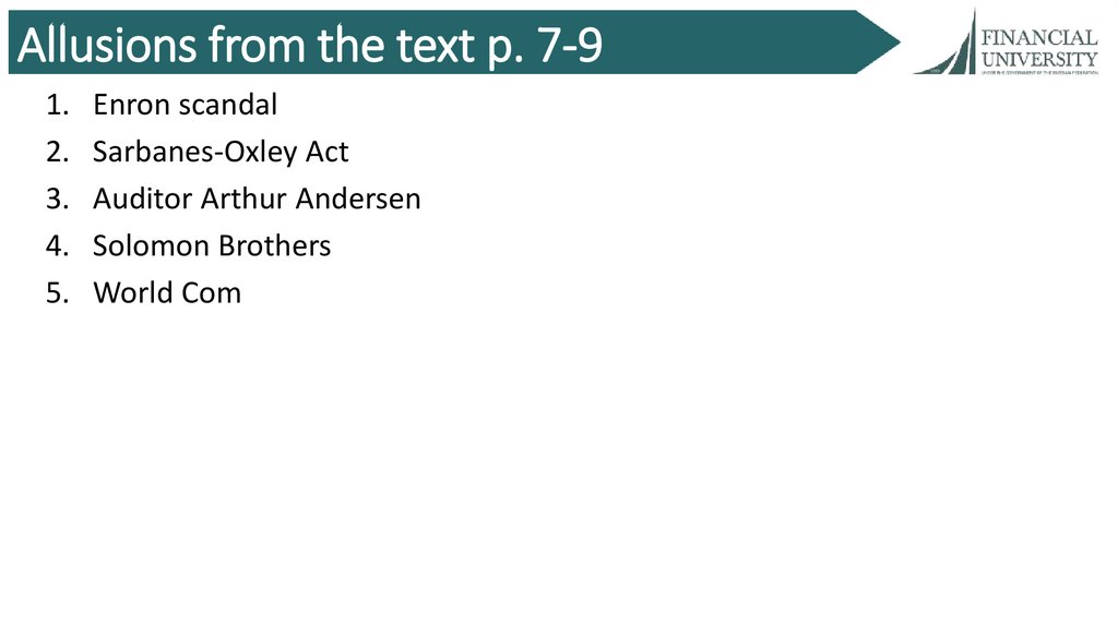 Allusions from the text p. 7-9