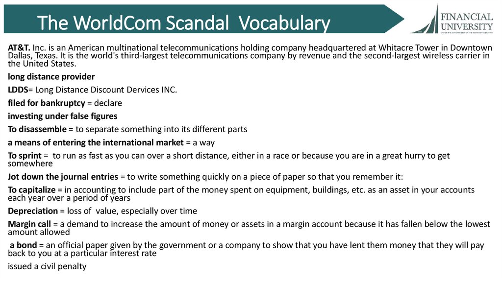 The WorldCom Scandal Vocabulary