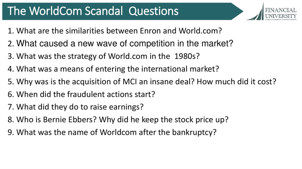 The WorldCom Scandal Questions