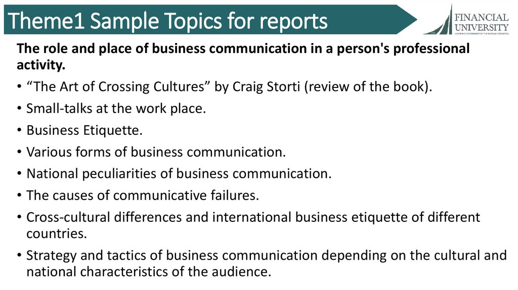 Theme1 Sample Topics for reports