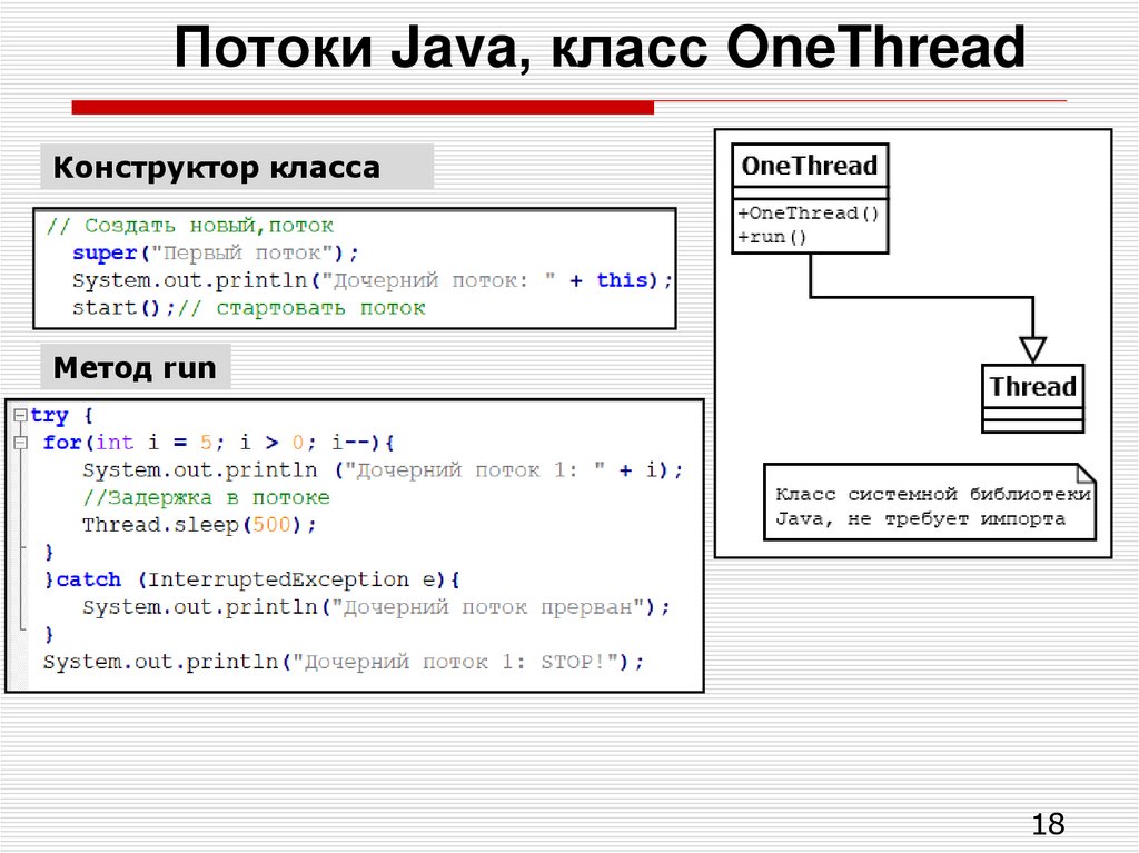 Потоки Java, класс OneThread