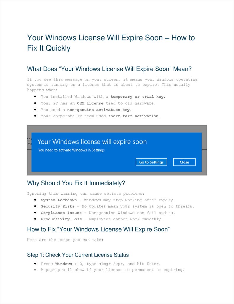 Your Windows License Will Expire Soon – How to Fix It Quickly - online ...
