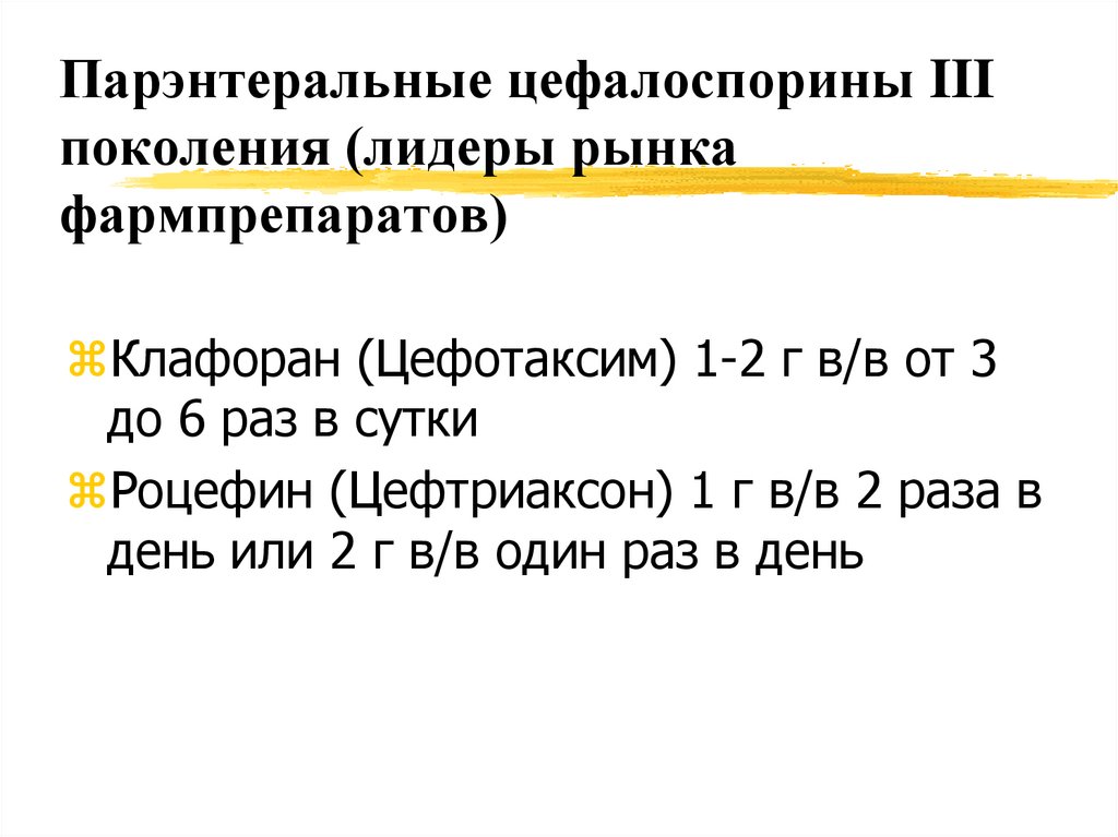 Парэнтеральные цефалоспорины III поколения (лидеры рынка фармпрепаратов)