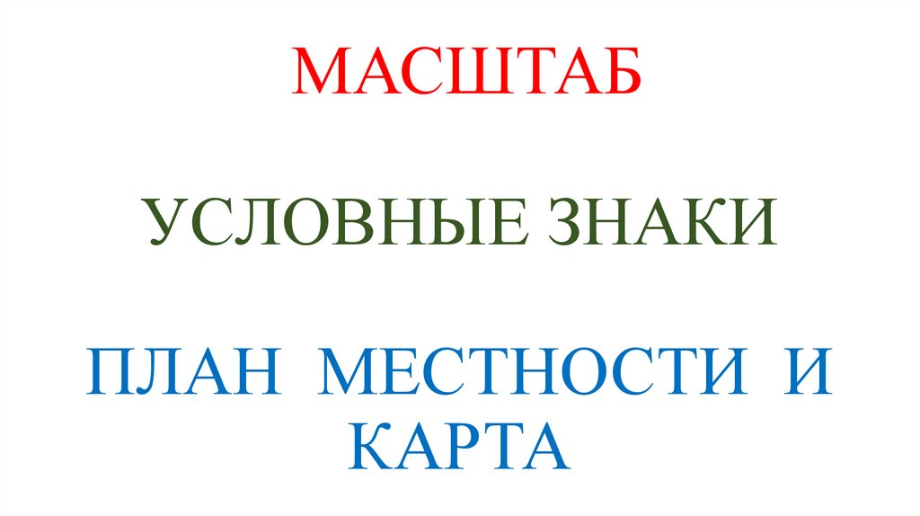 МАСШТАБ УСЛОВНЫЕ ЗНАКИ ПЛАН МЕСТНОСТИ И КАРТА