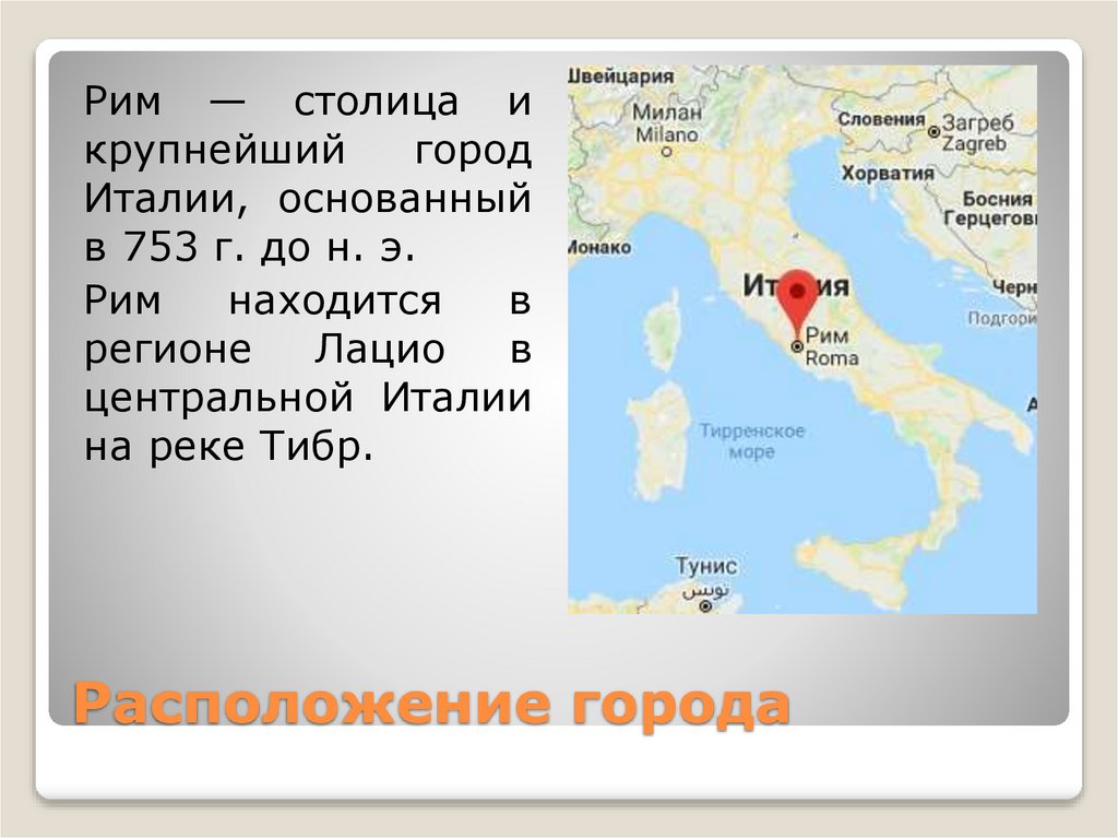 Расположение города