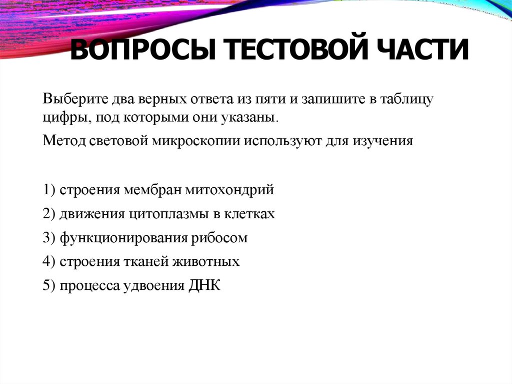 ВОПРОСЫ ТЕСТОВОЙ ЧАСТИ