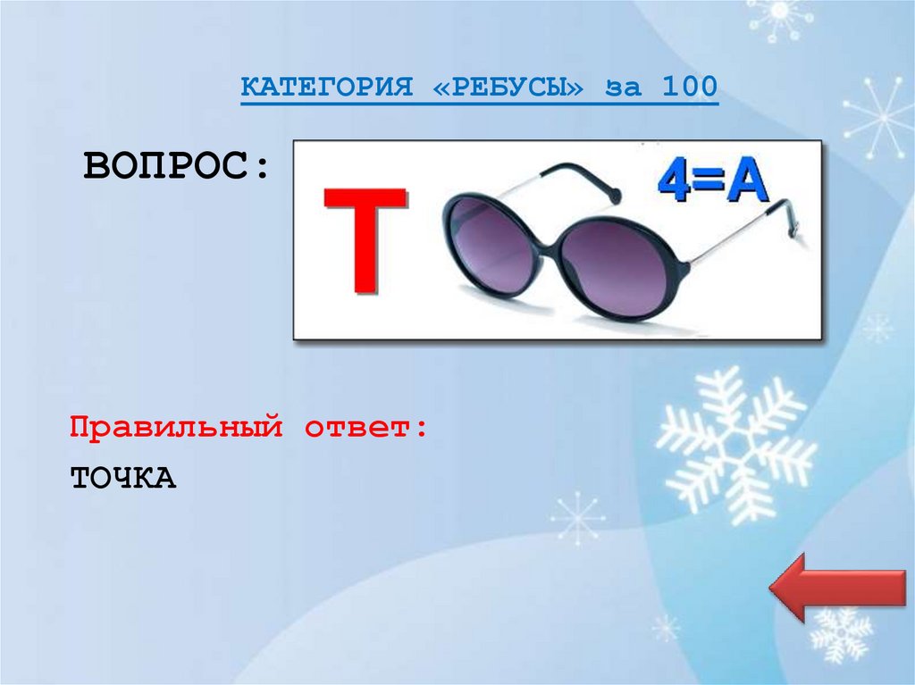 КАТЕГОРИЯ «РЕБУСЫ» за 100