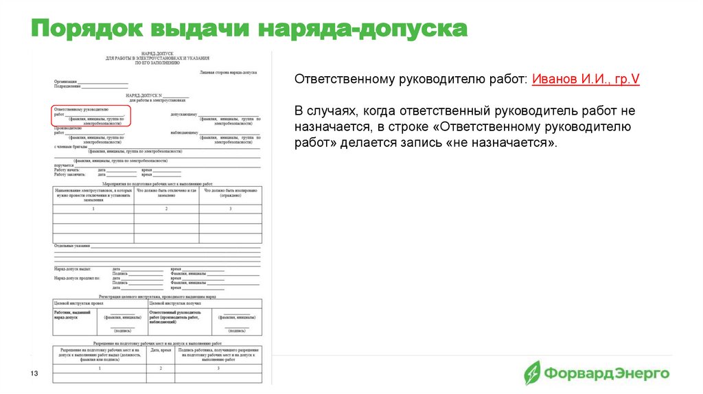 Порядок выдачи наряда-допуска