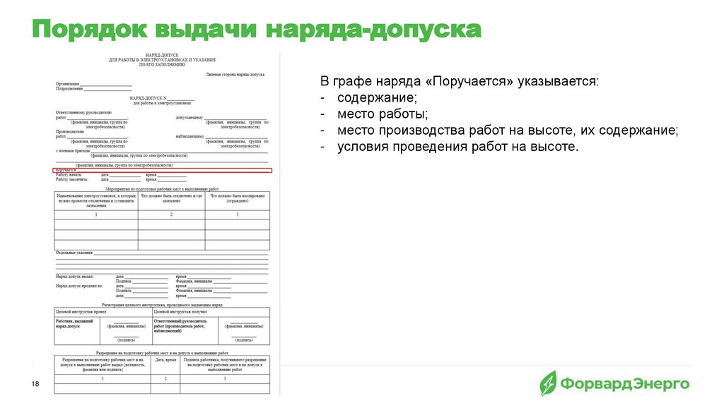 Порядок выдачи наряда-допуска