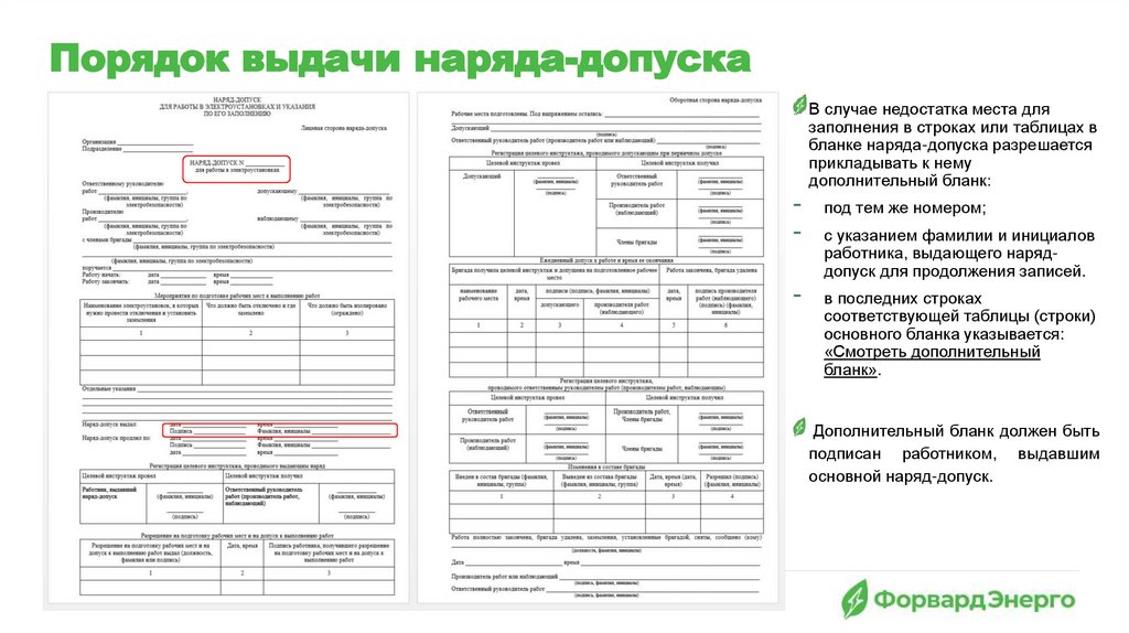 Порядок выдачи наряда-допуска
