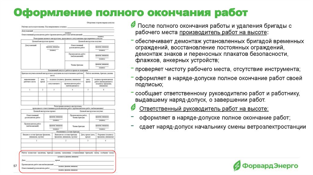 Оформление полного окончания работ