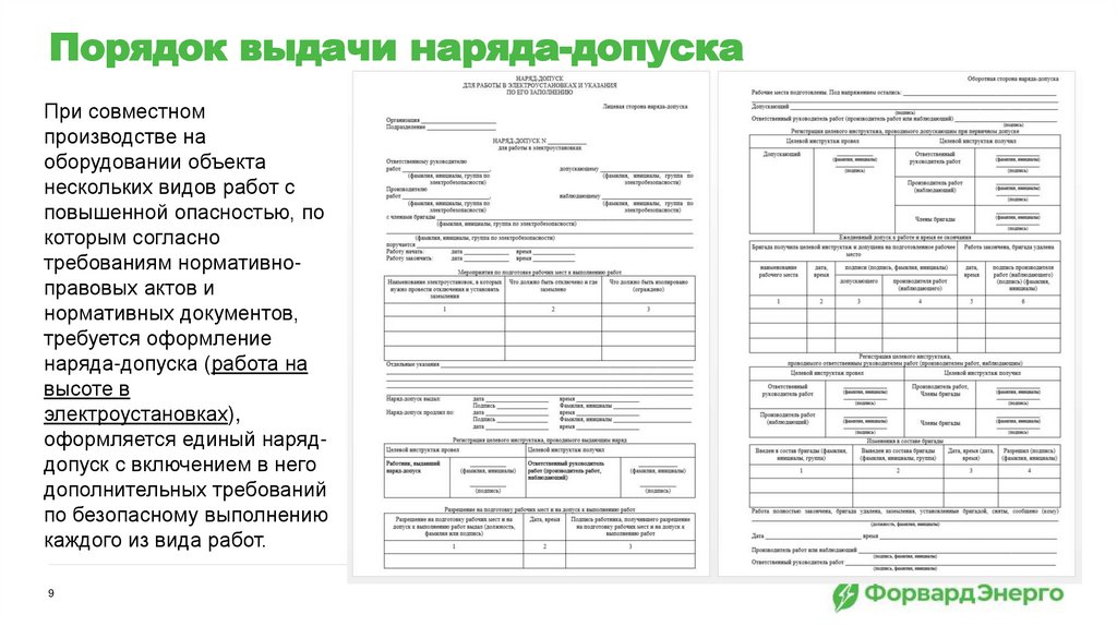 Порядок выдачи наряда-допуска