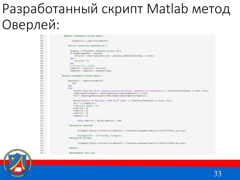 Разработанный скрипт Matlab метод Оверлей: