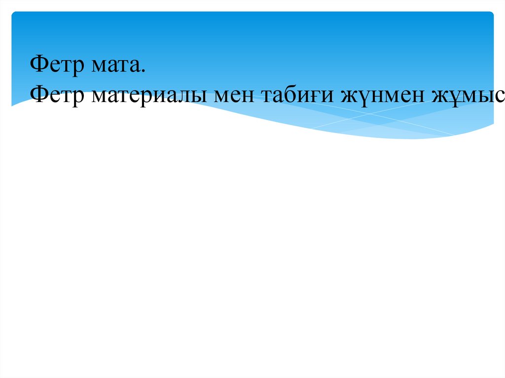 Фетр мата. Фетр материалы мен табиғи жүнмен жұмыс.