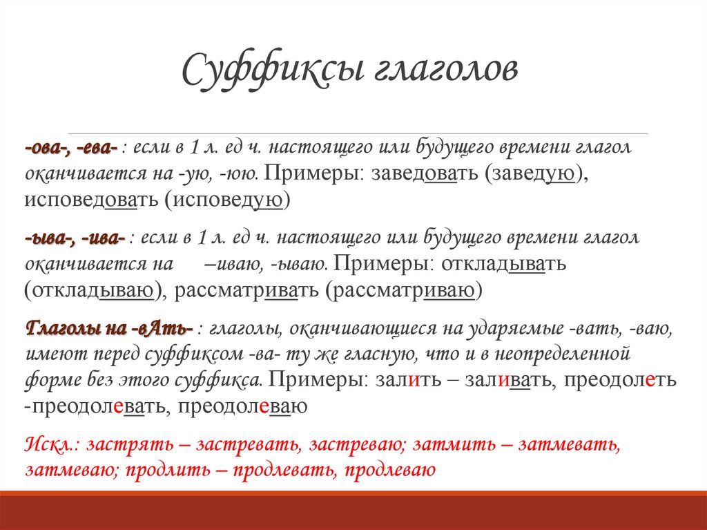 Суффиксы глаголов