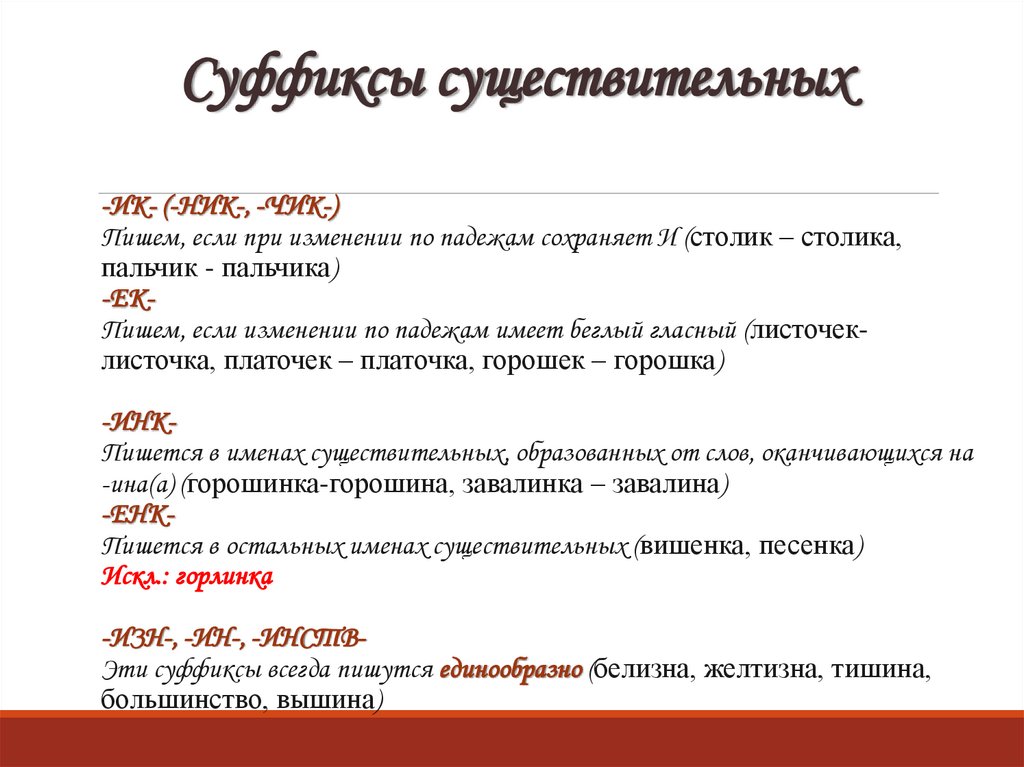 Суффиксы существительных
