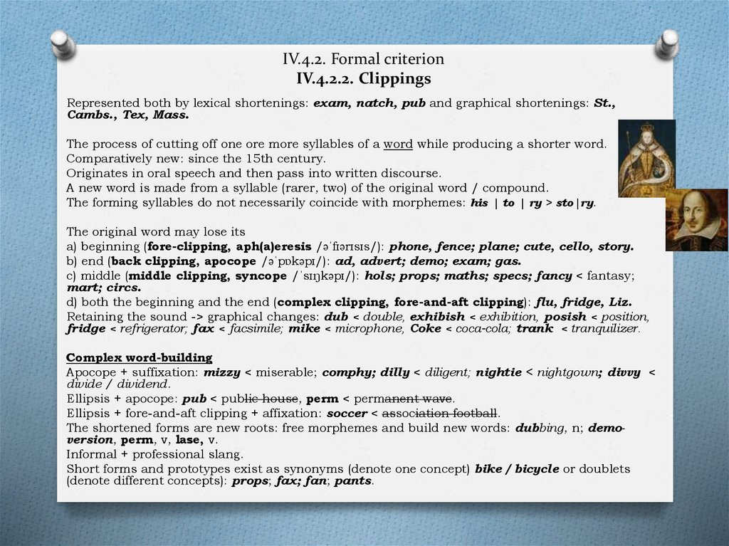 IV.4.2. Formal criterion IV.4.2.2. Clippings