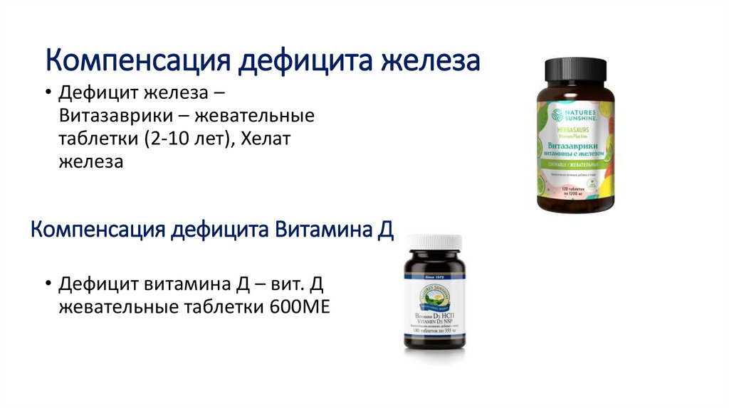 Компенсация дефицита железа