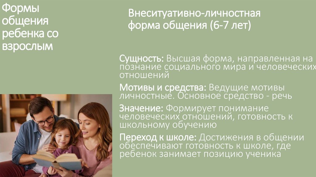 Формы общения ребенка со взрослым