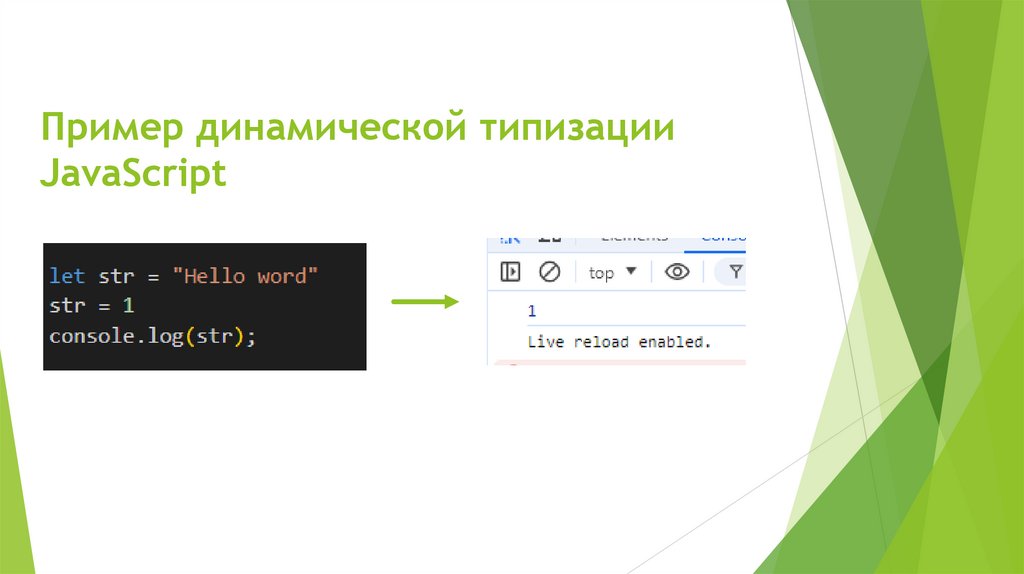 Пример динамической типизации JavaScript