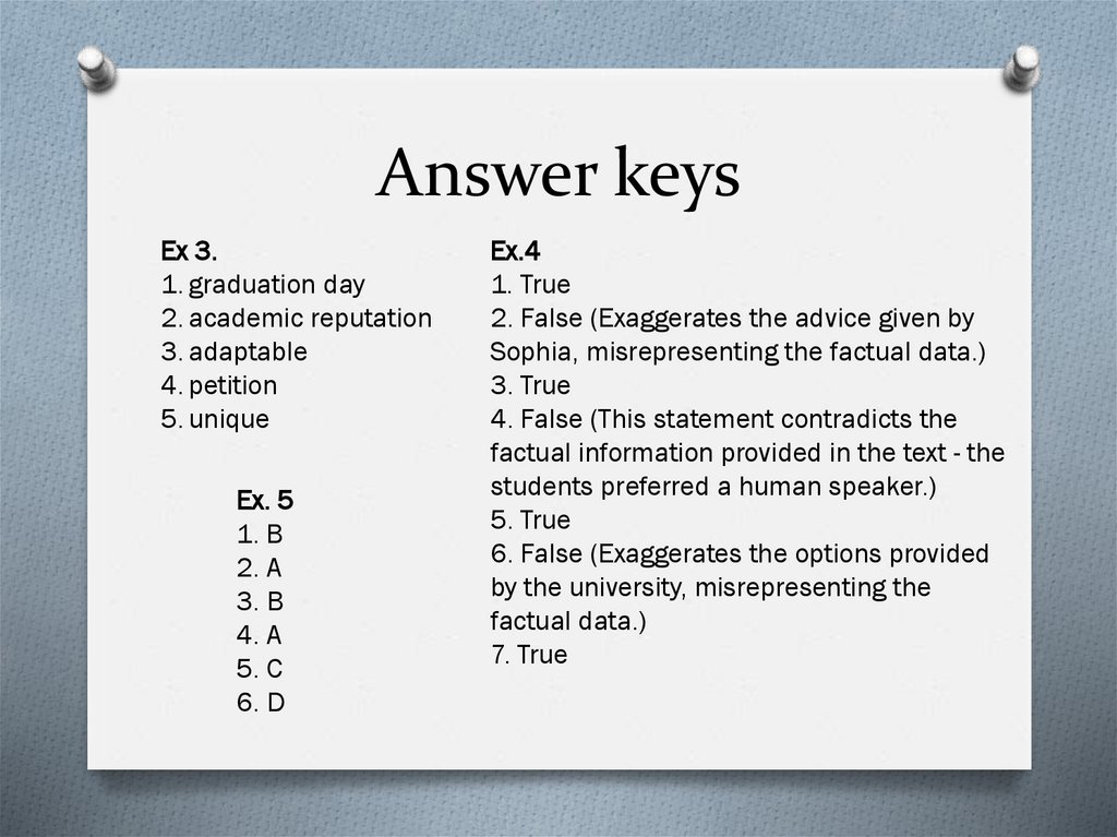 Answer keys