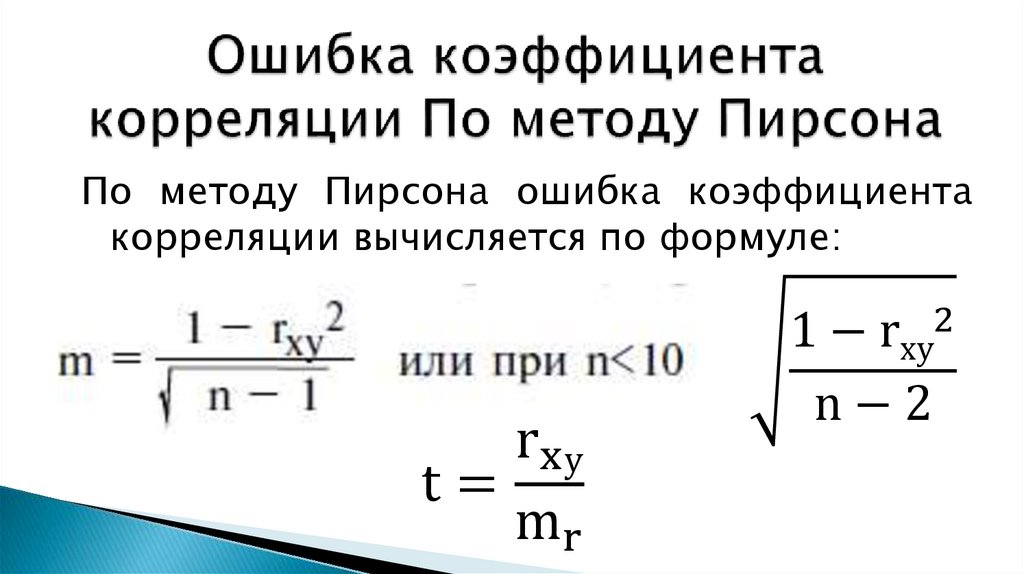 Ошибка коэффициента корреляции По методу Пирсона