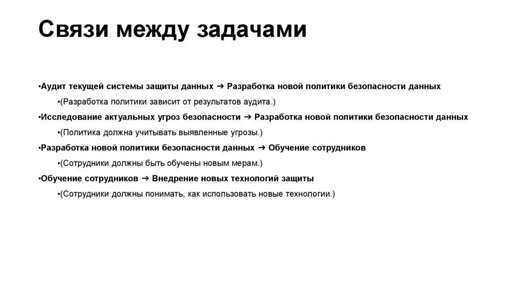 Связи между задачами