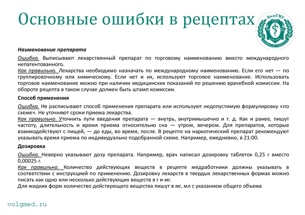 Основные ошибки в рецептах