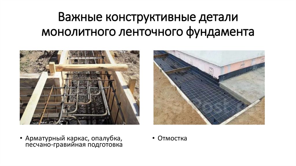 Важные конструктивные детали монолитного ленточного фундамента