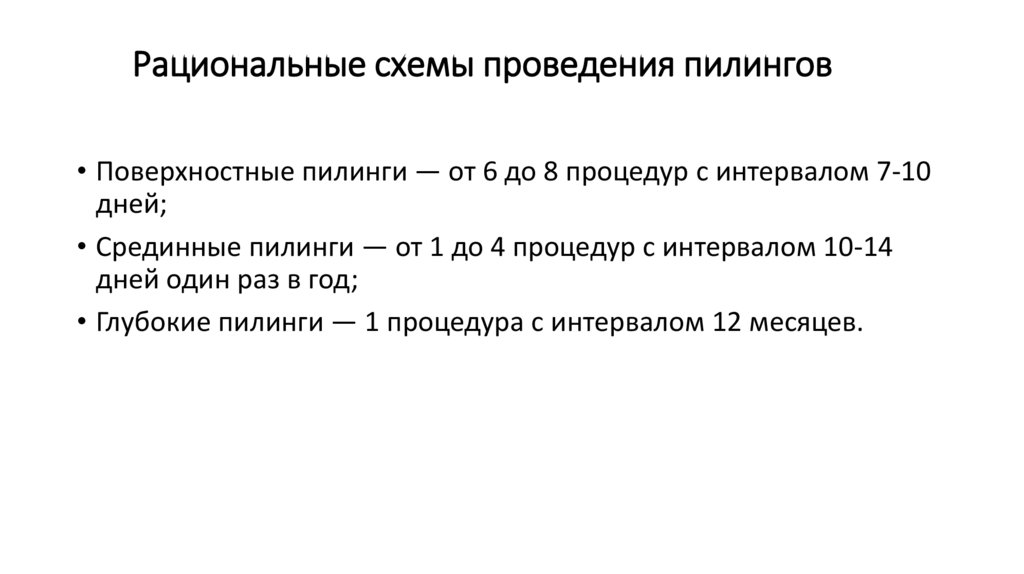 Рациональные схемы проведения пилингов