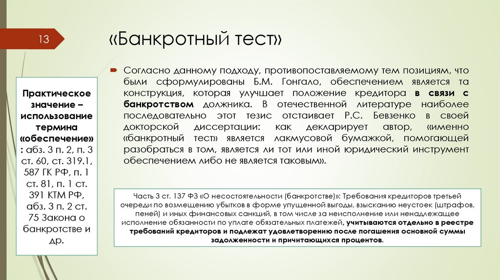 «Банкротный тест»