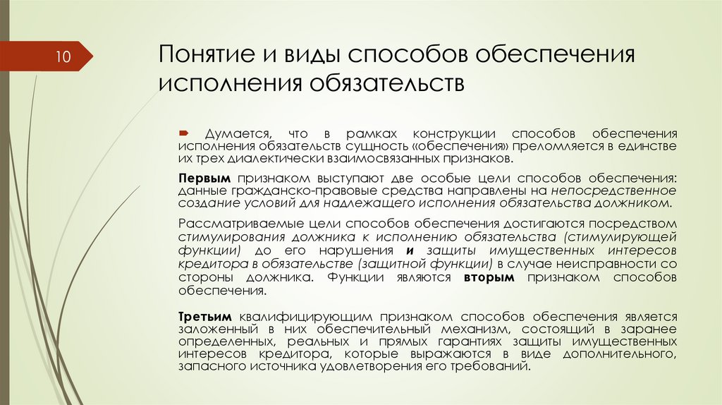 Понятие и виды способов обеспечения исполнения обязательств