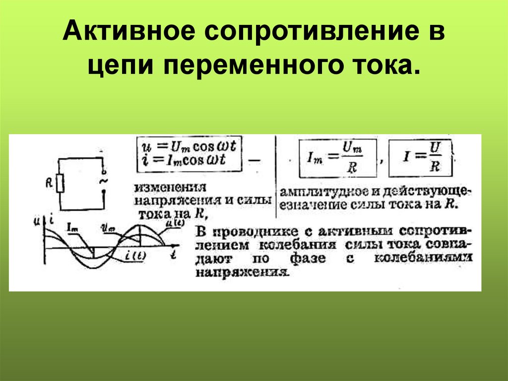 Активное сопротивление в цепи переменного тока.