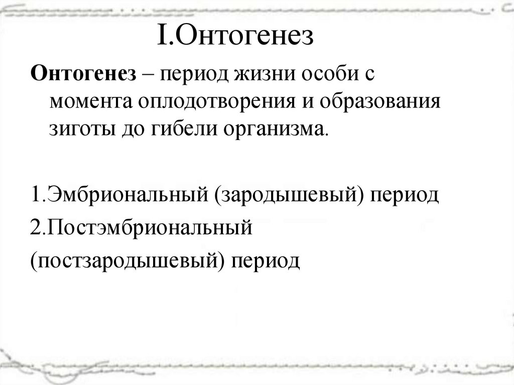 I.Онтогенез
