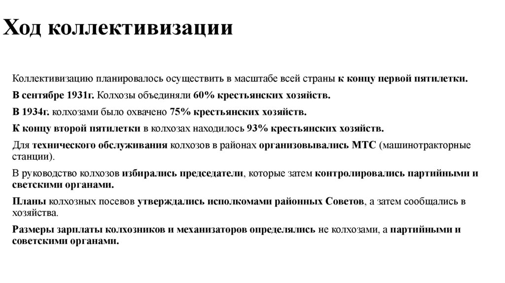 Ход коллективизации