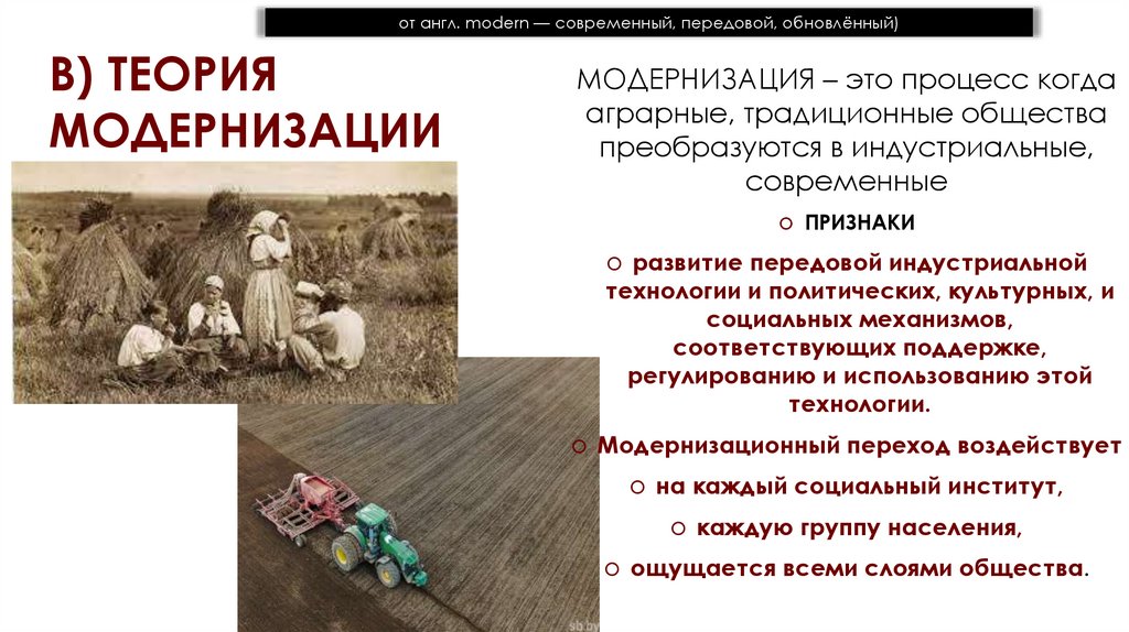 В) ТЕОРИЯ МОДЕРНИЗАЦИИ