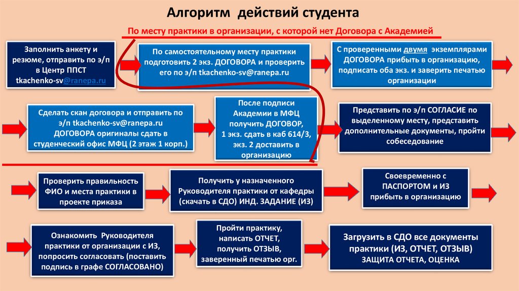 Алгоритм действий студента