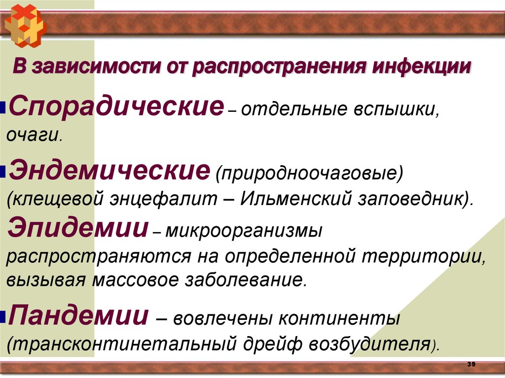 В зависимости от распространения инфекции